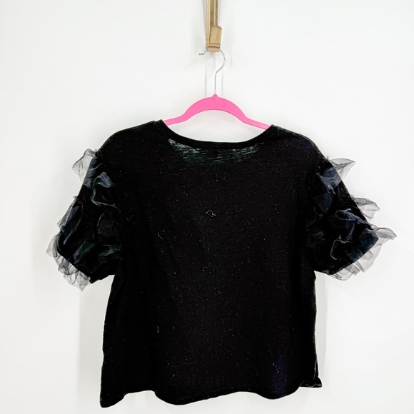 Lea & Viola Black Short Sleeve Tee with Ruffle Detail - Picture 4 of 4
